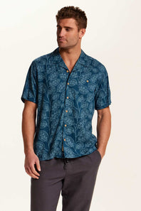 Weatherproof Vintage Rayon Camp Shirt for Men in Nautical Blue