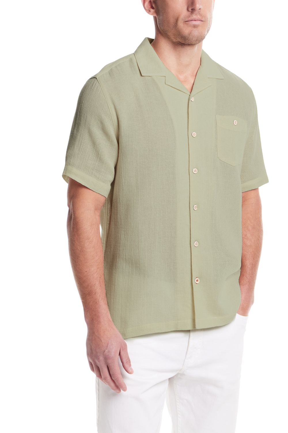 Weatherproof Vintage Cotton Airtex Shirt for Men in Seagrass