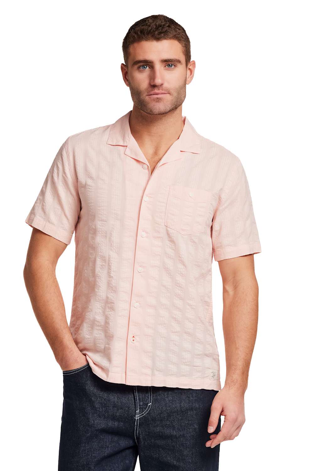 Weatherproof Vintage Dobby Seersucker Shirt for Men in Rose