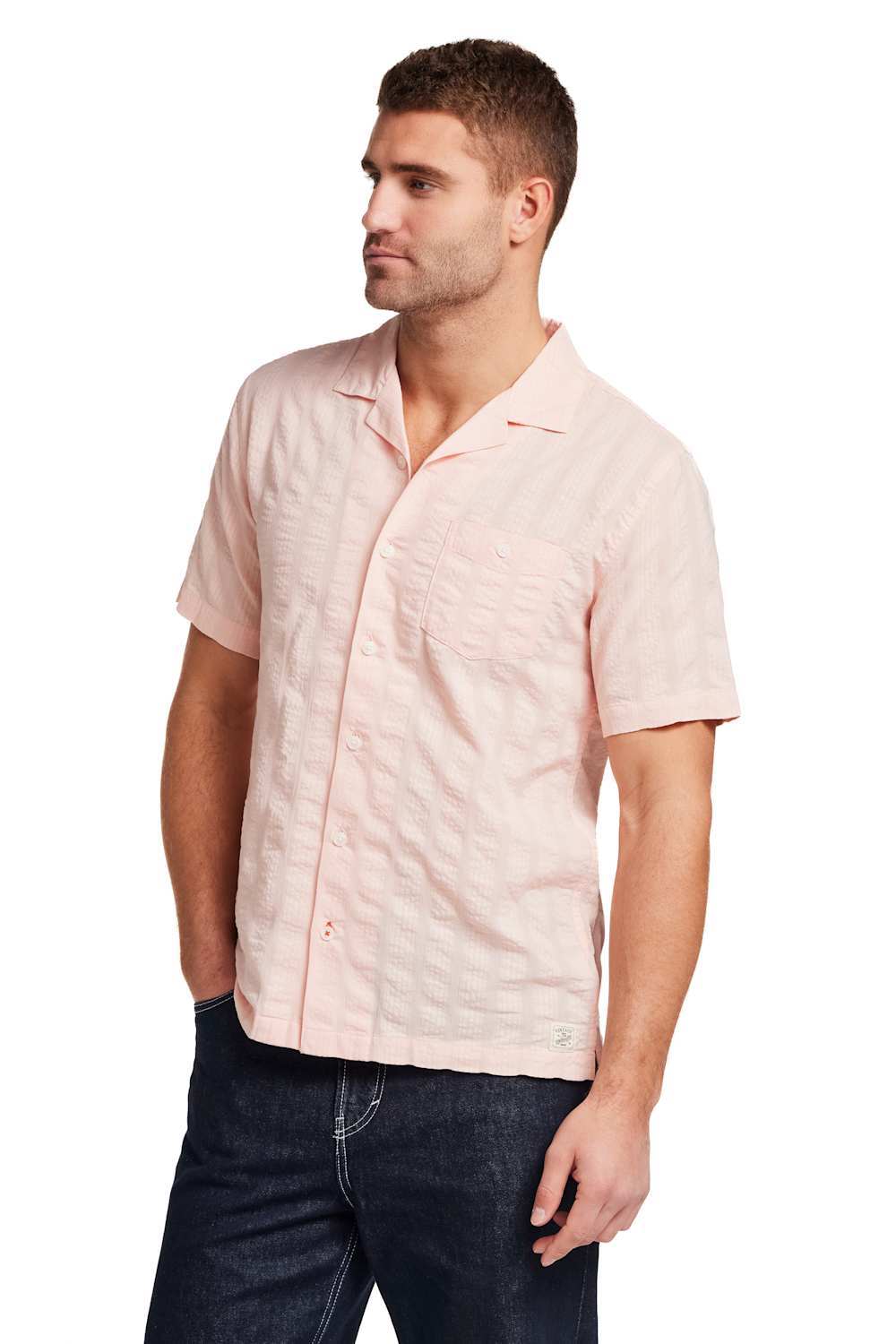 Weatherproof Vintage Dobby Seersucker Shirt for Men in Rose