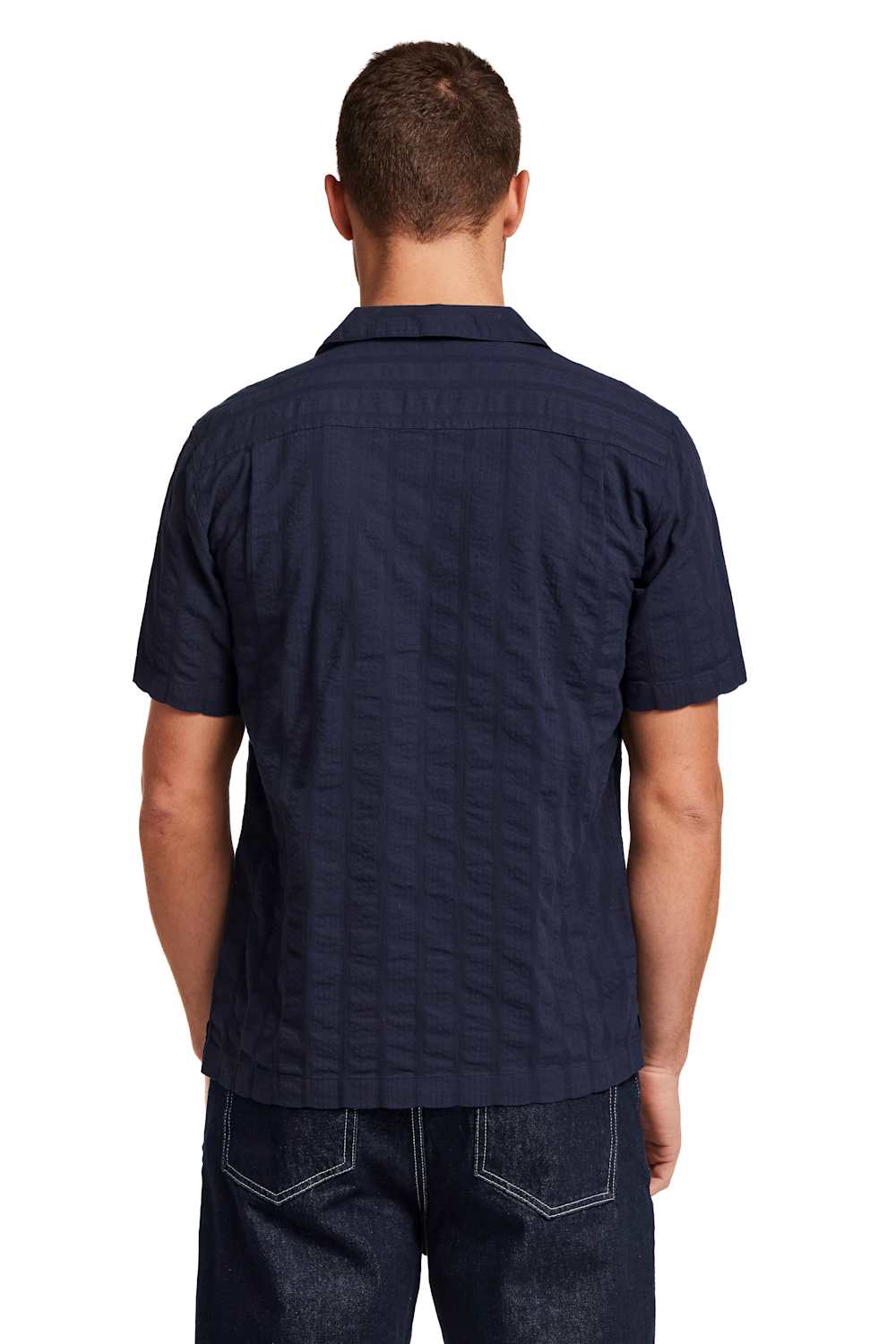 Weatherproof Vintage Dobby Seersucker Shirt for Men in Navy