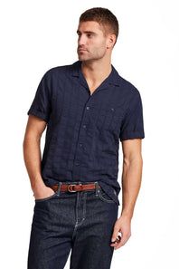 Weatherproof Vintage Dobby Seersucker Shirt for Men in Navy