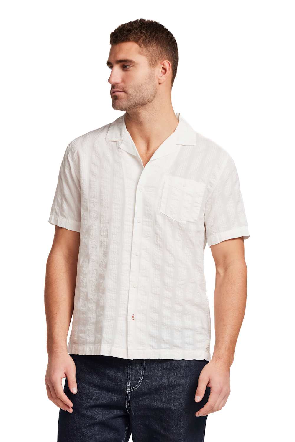 Weatherproof Vintage Dobby Seersucker Shirt for Men in White