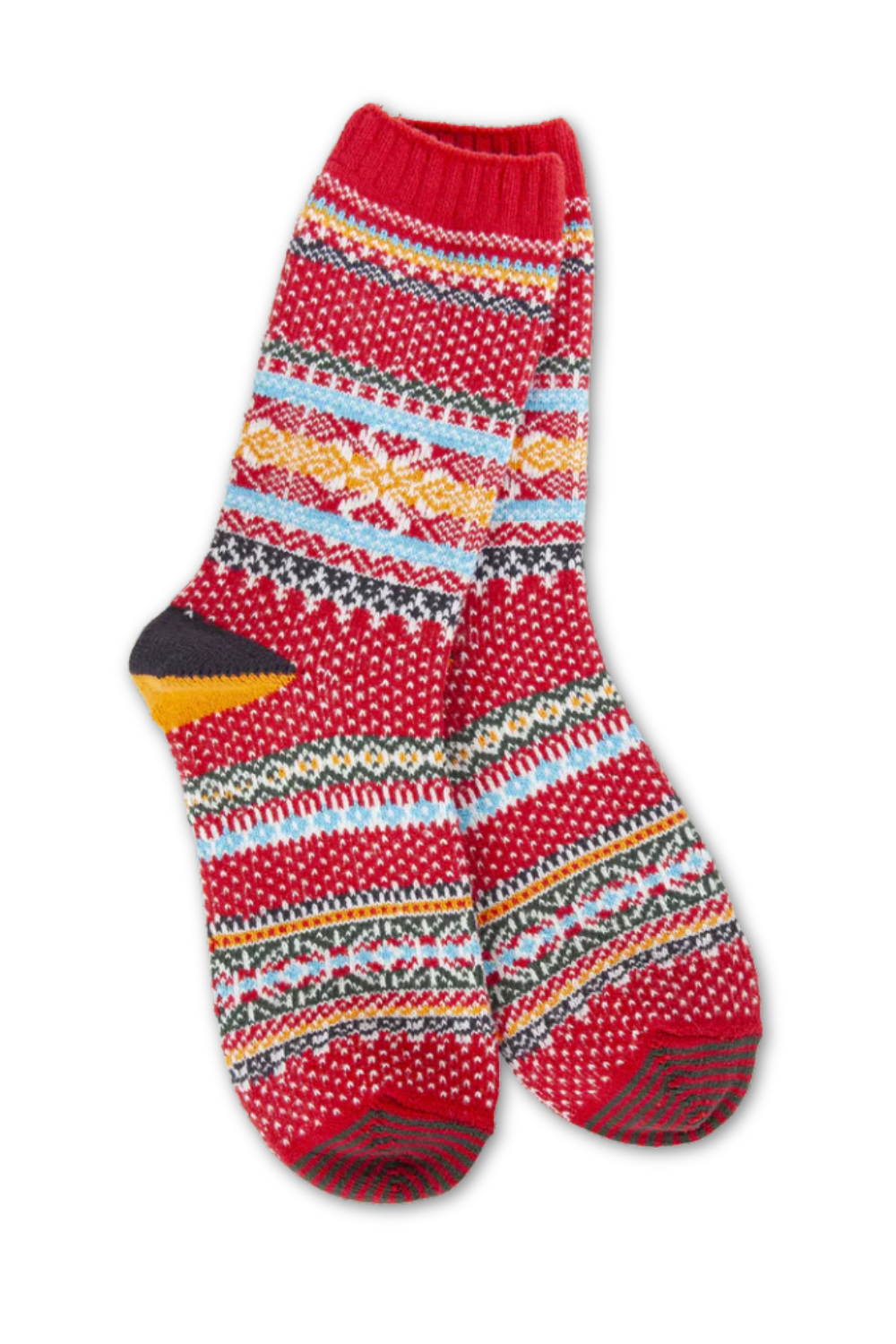 world's Softest Holiday Seasonal Crew Socks for Women in Red Multi