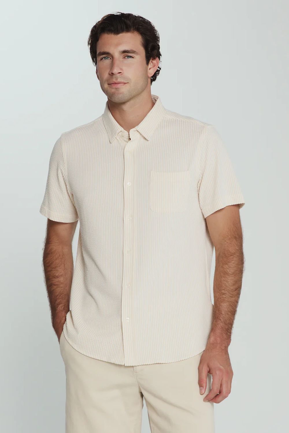 7Diamonds Keaton Striped Shirt for Men in Desert
