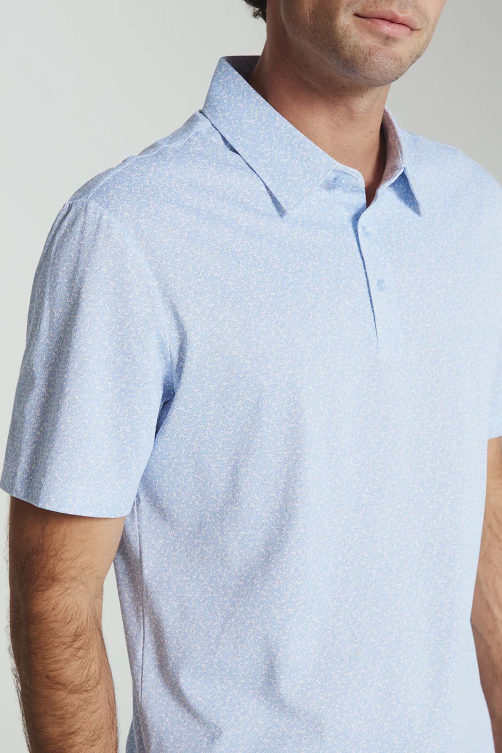 7Diamonds Aires Polo for Men in Light Blue; Light blue polo shirt worn by a person on a plain background