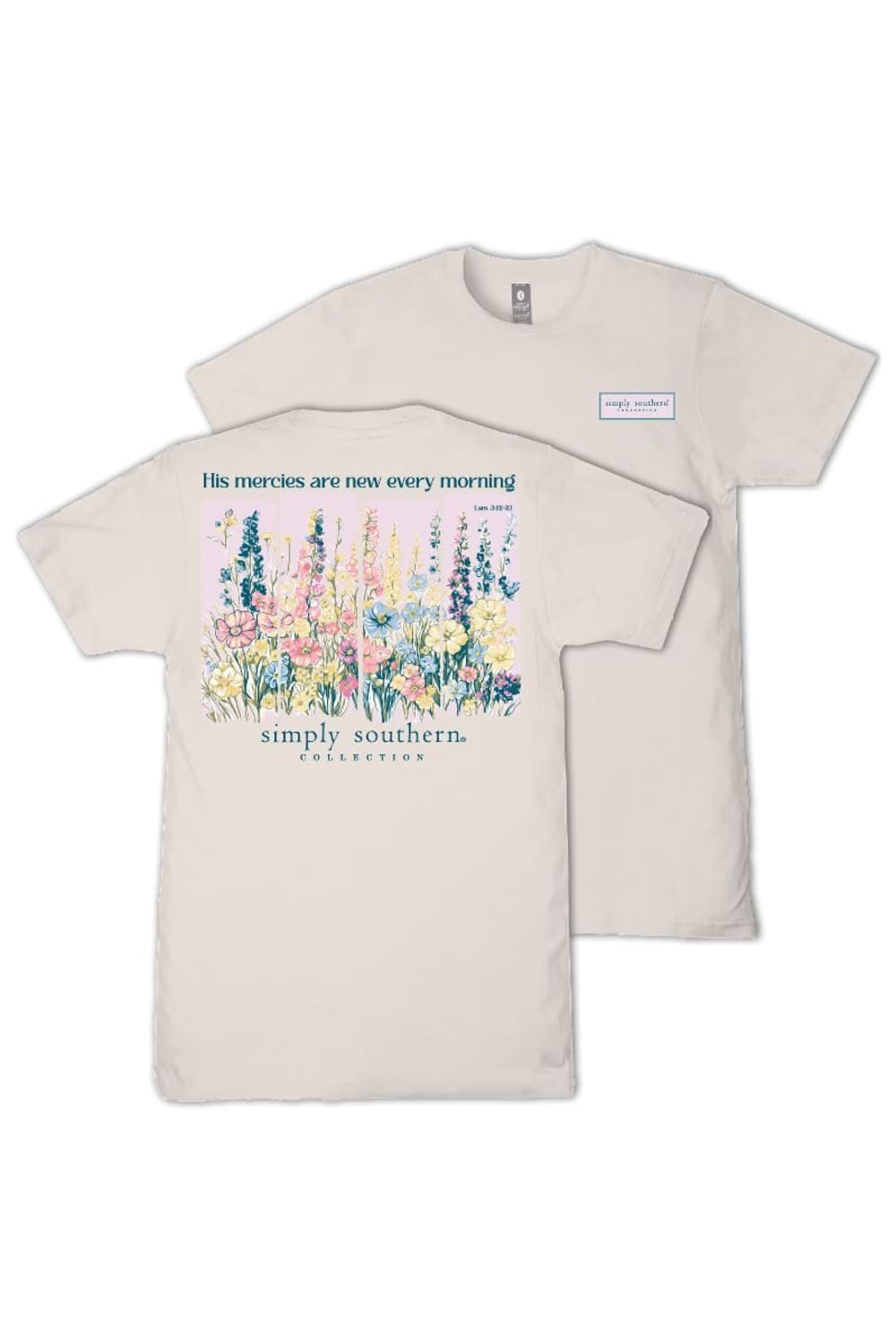 Simply Southern His Mercies Faith T-Shirt for Women in Dust