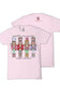 A light pink short-sleeve t-shirt shown from both the front and back. The front features a graphic of four colorful nutcracker figures with the text 'y'all are nuts simply southern' above and below.