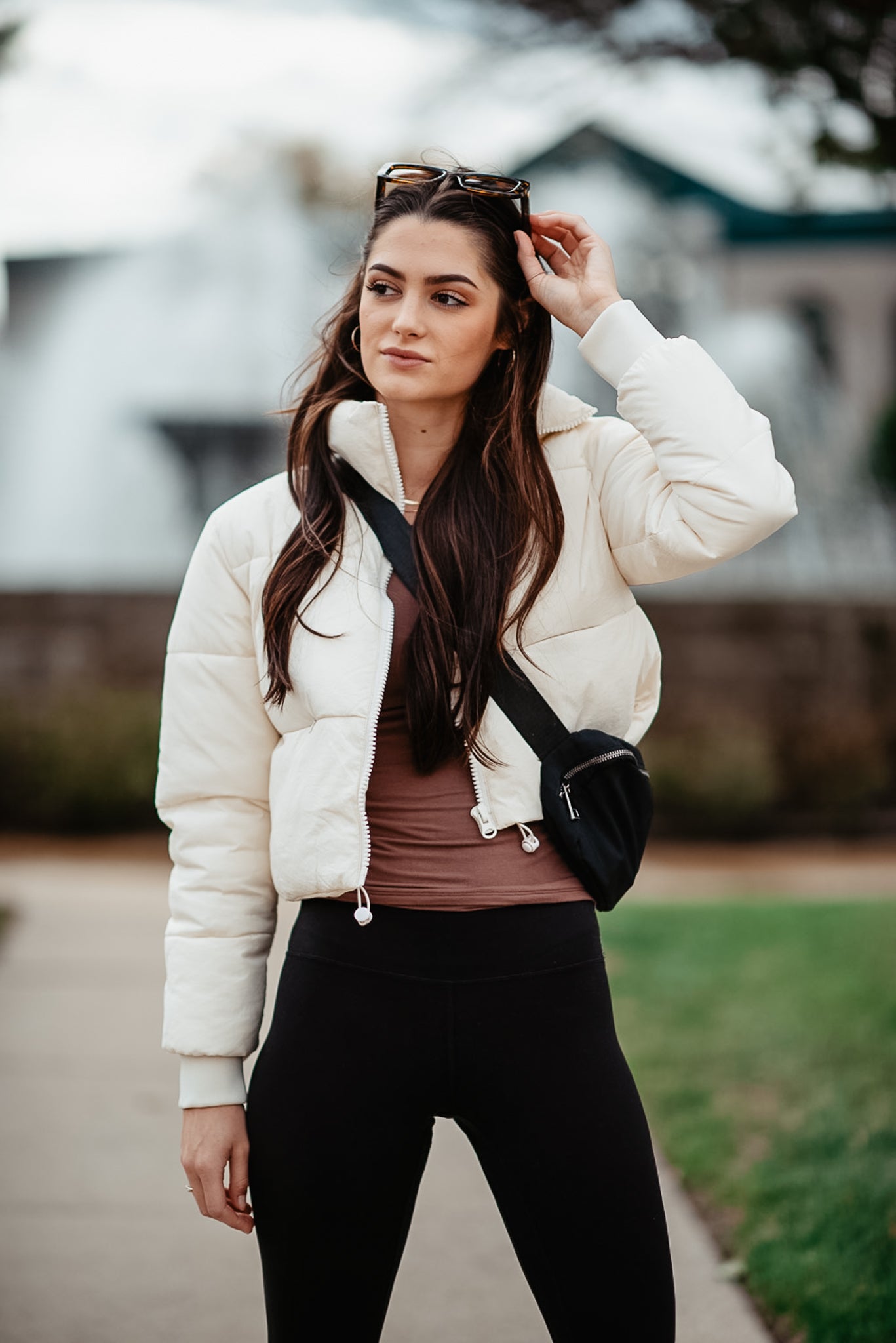 Simply Southern Cropped Puffer Jacket for Women in Cream