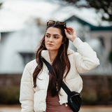 Simply Southern Cropped Puffer Jacket for Women in Cream 