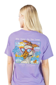 Simply Southern Silly Goose on the Loose T-Shirt for Women in Grape
