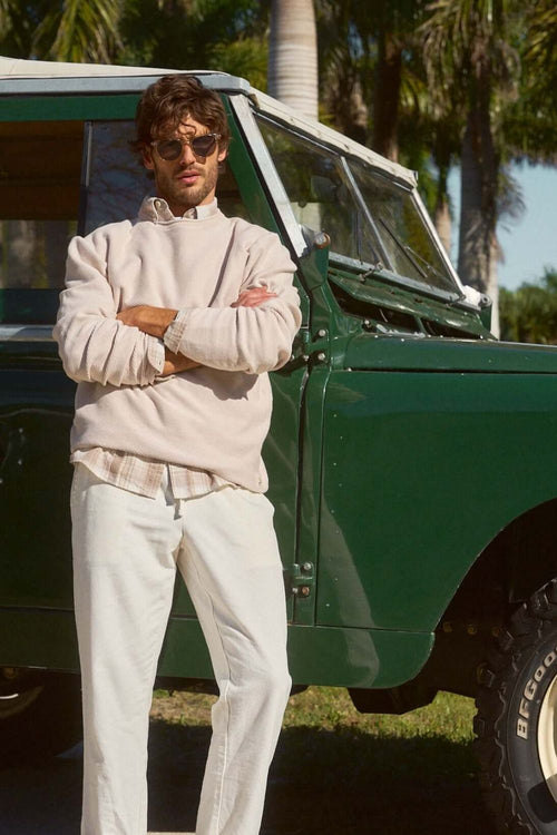 Weatherproof Twill Stonewash Sweater for Men in Natural