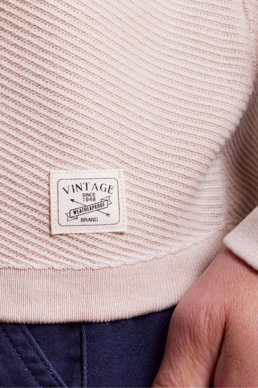 Weatherproof Twill Stonewash Sweater for Men in Natural