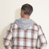Weatherproof Vintage Sherpa Lined Hooded Shirt Jacket for Men in Multi White
