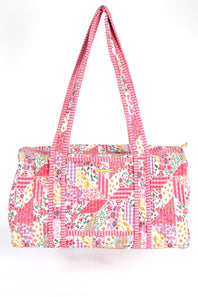 Simply Southern Quilted Duffel Bag for Women in Pink Floral 