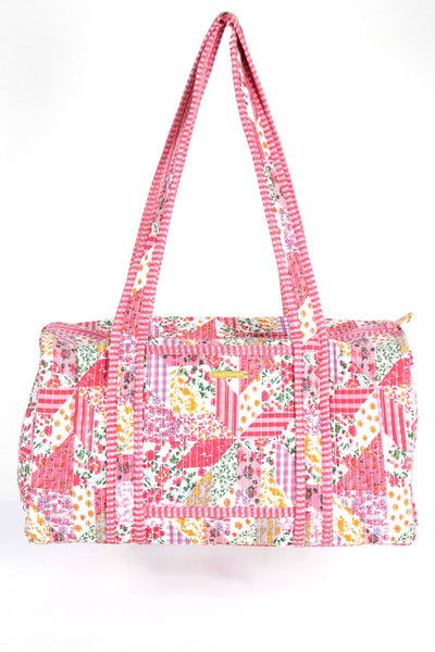 Simply Southern Quilted Duffel Bag for Women in Pink Floral 