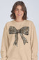 Simply Southern Tree Bark Bow Crewneck for Women in Beige