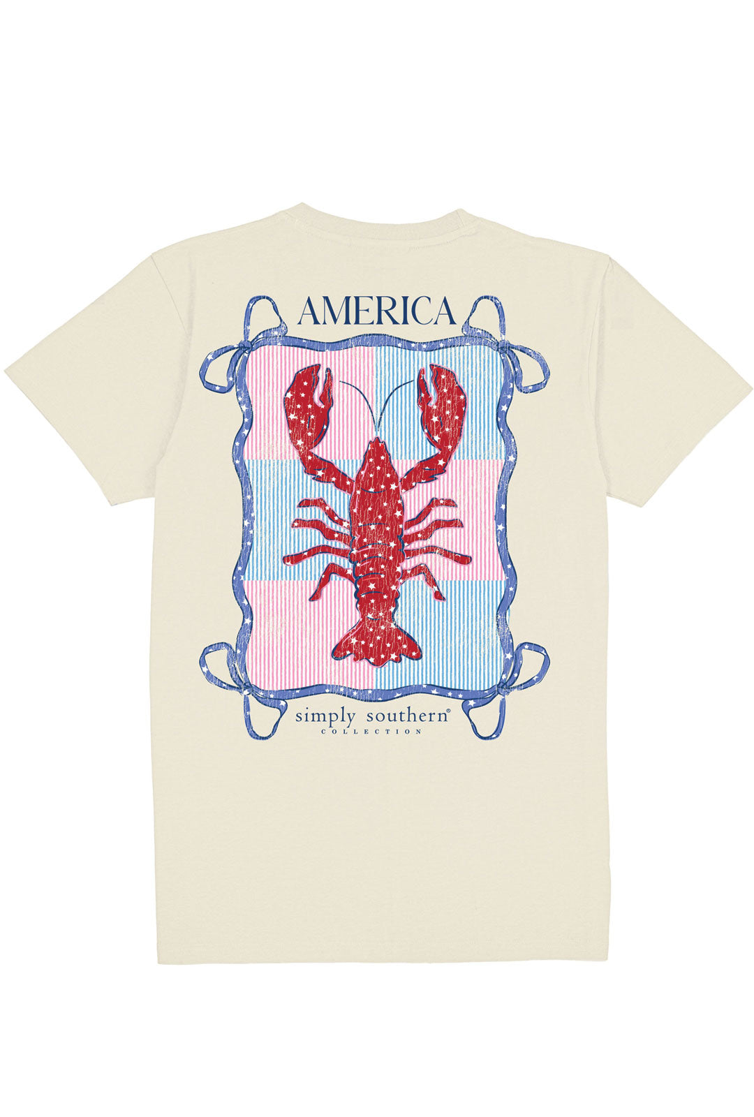 Simply Southern Womens Plus Size American Lobster T-Shirt for Women in Wisp