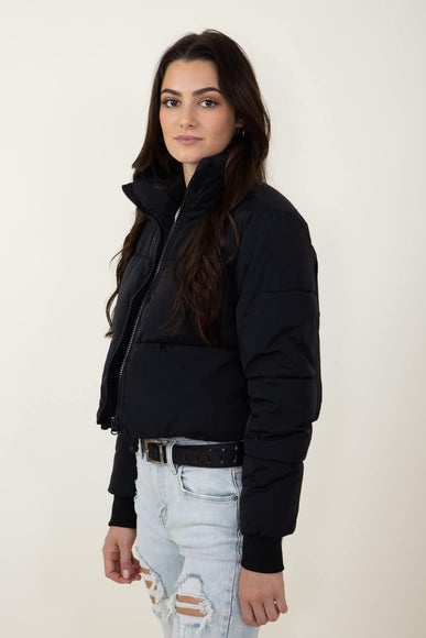 Simply Southern Cropped Puffer Jacket for Women in Black