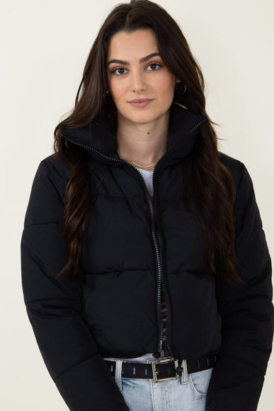 Simply Southern Cropped Puffer Jacket for Women in Black