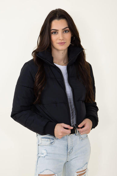 Simply Southern Cropped Puffer Jacket for Women in Black