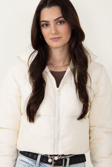 Simply Southern Cropped Puffer Jacket for Women in Cream 