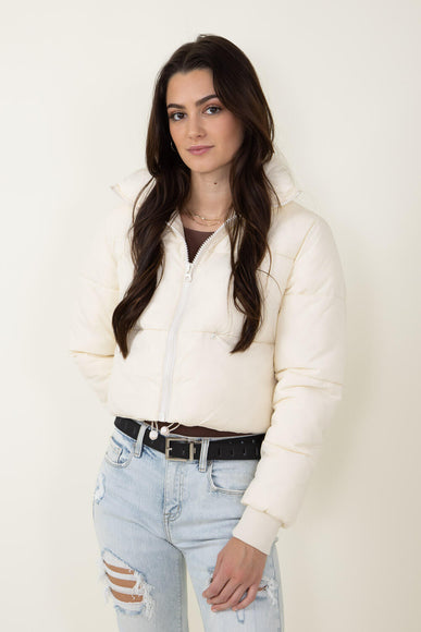 Simply Southern Cropped Puffer Jacket for Women in Cream 