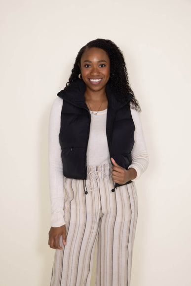 Womens Simply Southern Vest Cropped Puffer Vest for Women in Black