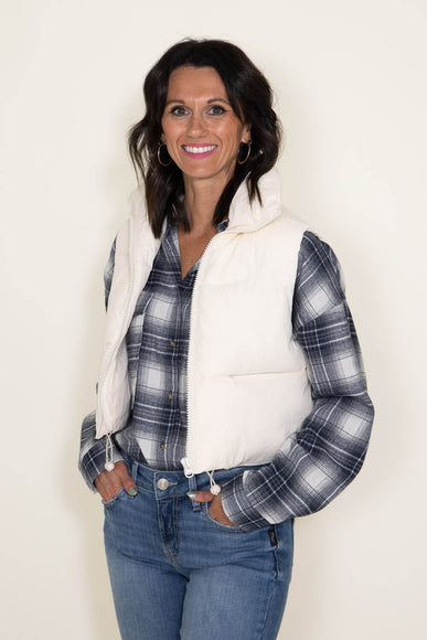 Simply Southern Women's Cropped Puffer Vest for Women in Cream