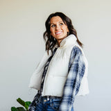 Simply Southern Women's Cropped Puffer Vest for Women in Cream