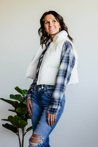Simply Southern Women's Cropped Puffer Vest for Women in Cream