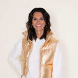 Women's Simply Southern Cropped Puffer Vest for Women in Gold