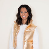 Women's Simply Southern Cropped Puffer Vest for Women in Gold