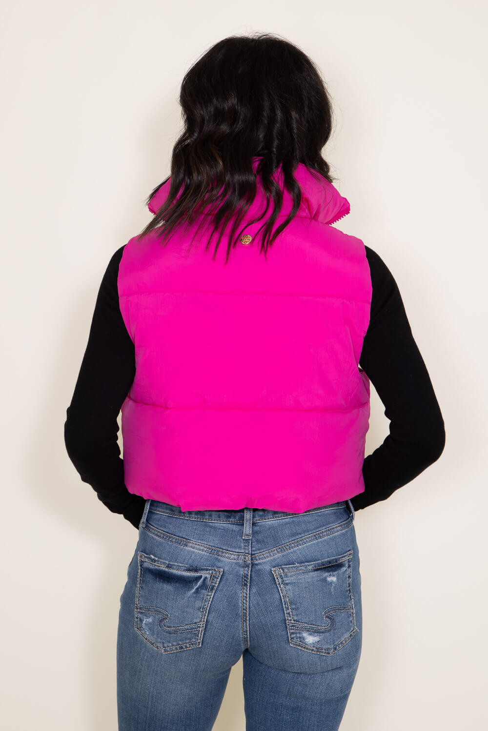 The Jenna Cropped Puffer Vest - Multiple options Fuchsia / Small