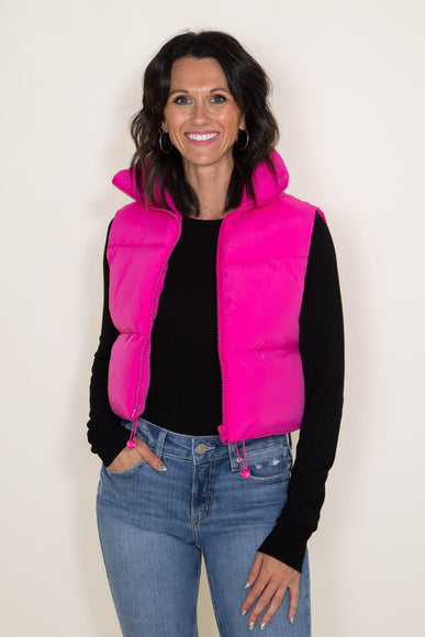 Simply Southern Women Cropped Puffer Vest for Women in Pink