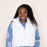 Simply Southern Womens Vest Cropped Puffer Vest for Women in White