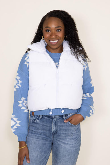 Simply Southern Womens Vest Cropped Puffer Vest for Women in White