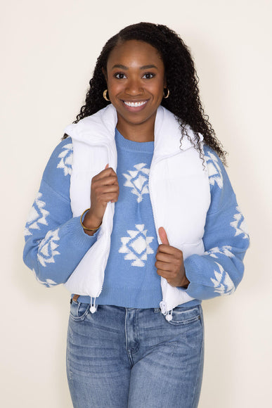 Simply Southern Womens Vest Cropped Puffer Vest for Women in White