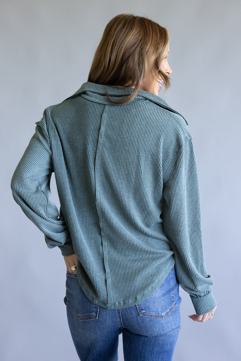 Simply Southern Knit Johnny Collar for Women in Jade