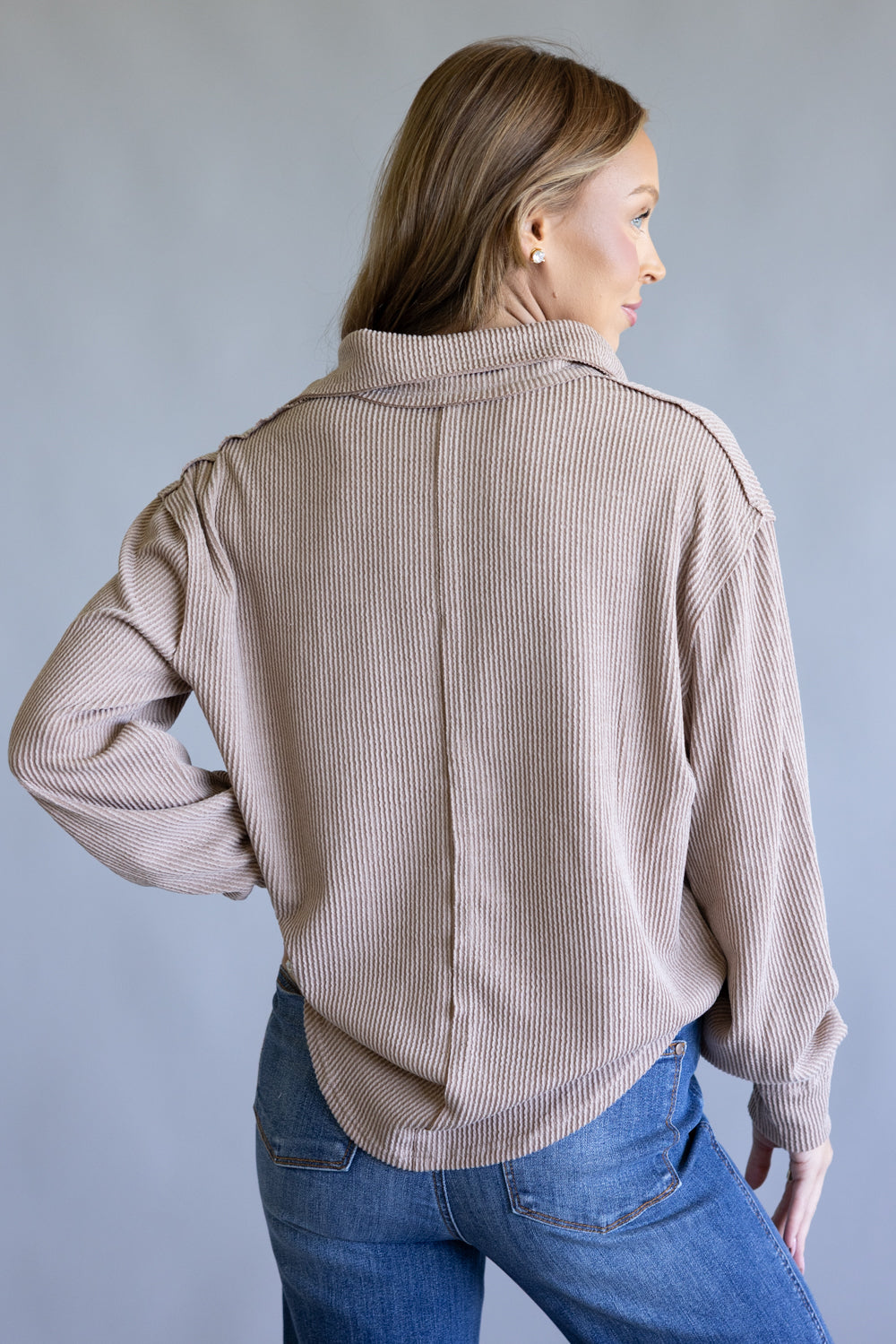 Simply Southern Knit Johnny Collar for Women in Umber 