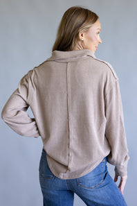 Simply Southern Knit Johnny Collar for Women in Umber 