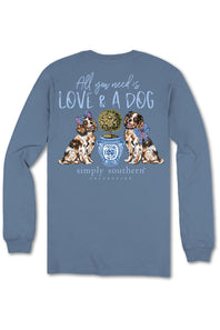 Simply Southern Love & A Dog Long Sleeve T-Shirt for Women in Blue