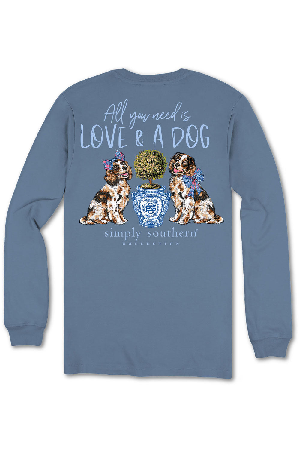 Simply Southern Love & A Dog Long Sleeve T-Shirt for Women in Blue