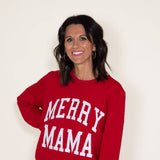 Simply Southern Merry Mama Braided Crewneck for Women in Red