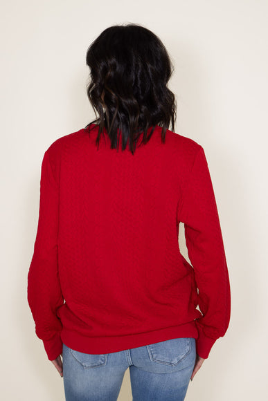 Simply Southern Merry Mama Braided Crewneck for Women in Red