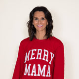 Simply Southern Merry Mama Braided Crewneck for Women in Red