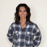 Shirts Simply Southern Plaid Button Up Shirt for Women in Blue
