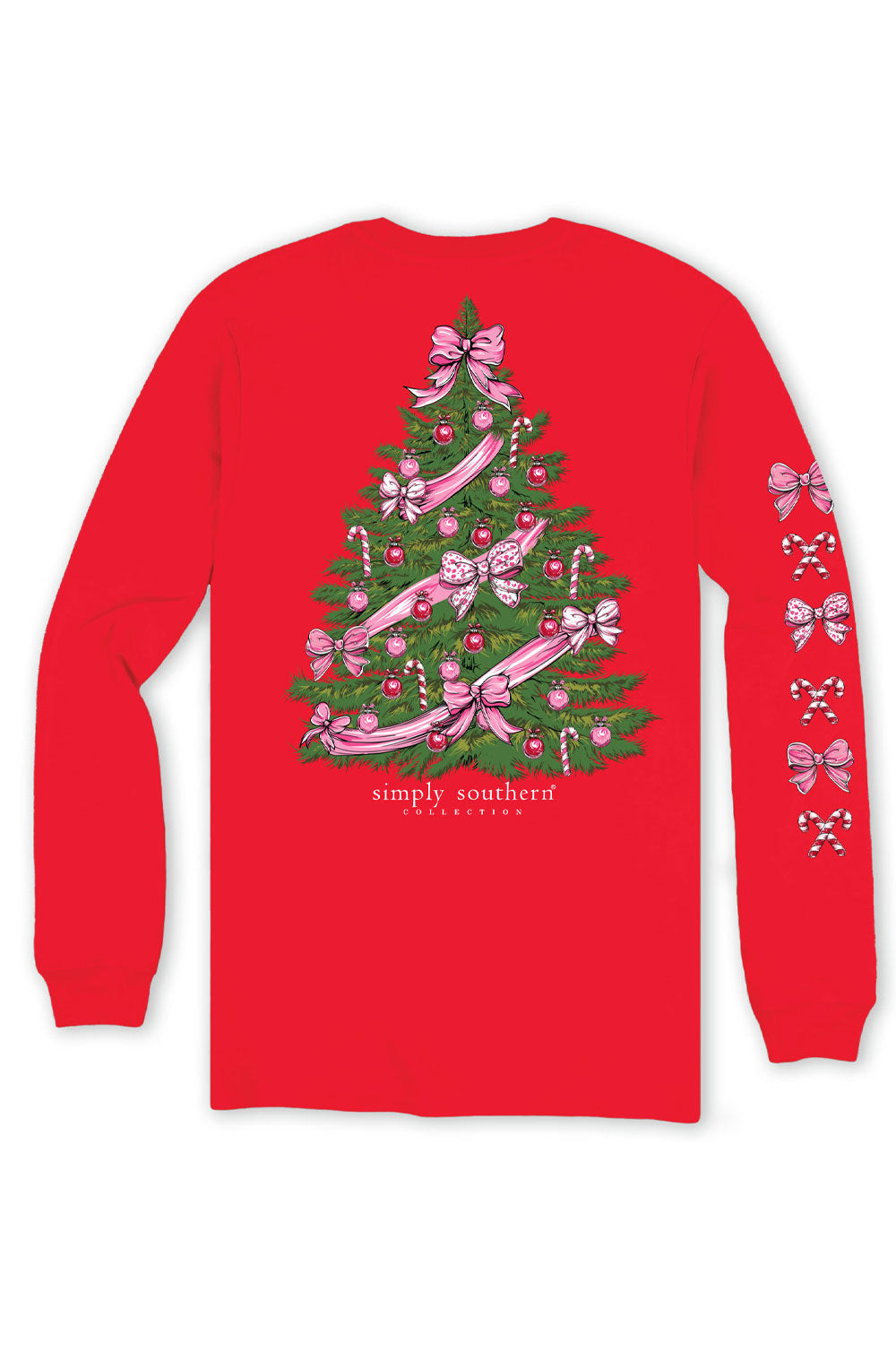 Simply Southern Plus Size Tree Long Sleeve T-Shirt for Women in Red