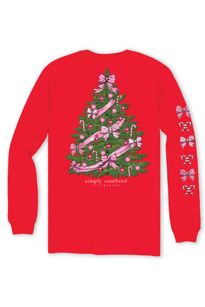 Simply Southern Plus Size Tree Long Sleeve T-Shirt for Women in Red