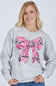  Simply Southern Pink Camo Bow Crewneck for Women in Gray